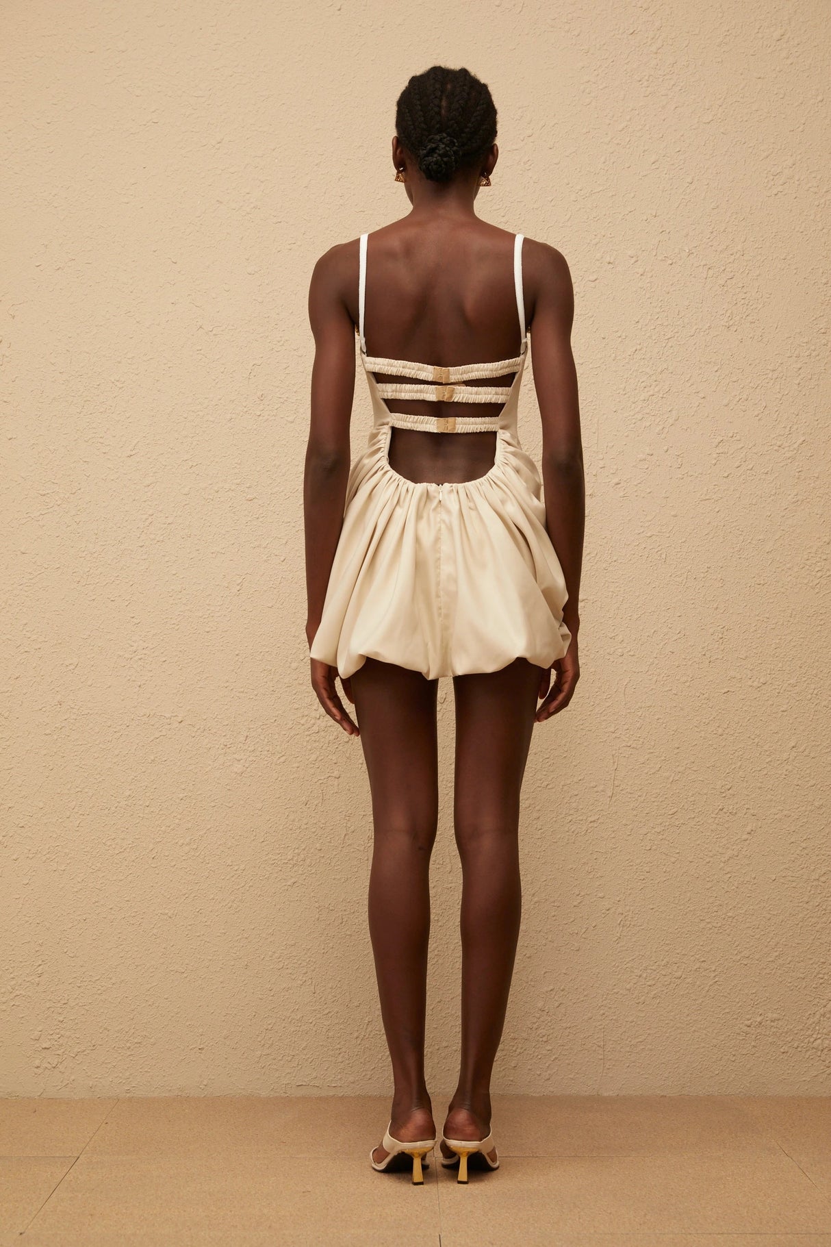 Inaya Neutral Panel Corset Mini Dress
