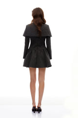 Indira Grey Polka Dot Woolen Cape  Dress Set