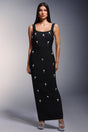Ines Black Sleeveless Maxi Dress with Exquisite Embellishments for Evening Events or Special Celebrations