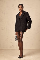 Ines Blazer - Notched Lapels - Long Sleeves - Stud Embellishment - Loose Fit