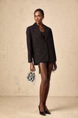 Ines Blazer - Notched Lapels - Long Sleeves - Stud Embellishment - Loose Fit