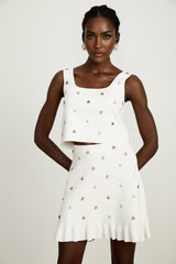 Inès embellished knitted top  skirt matching set