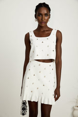 Inès embellished knitted top  skirt matching set
