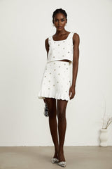 Inès embellished knitted top  skirt matching set