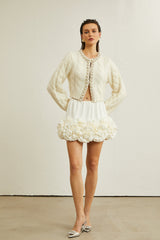 Inès fauxpearl embellished knitted jacket