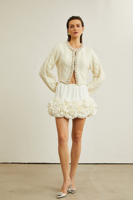 Inès fauxpearl embellished knitted jacket