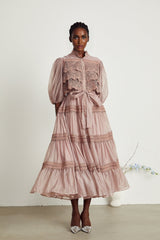 Inès lace cutout tiered midi dress