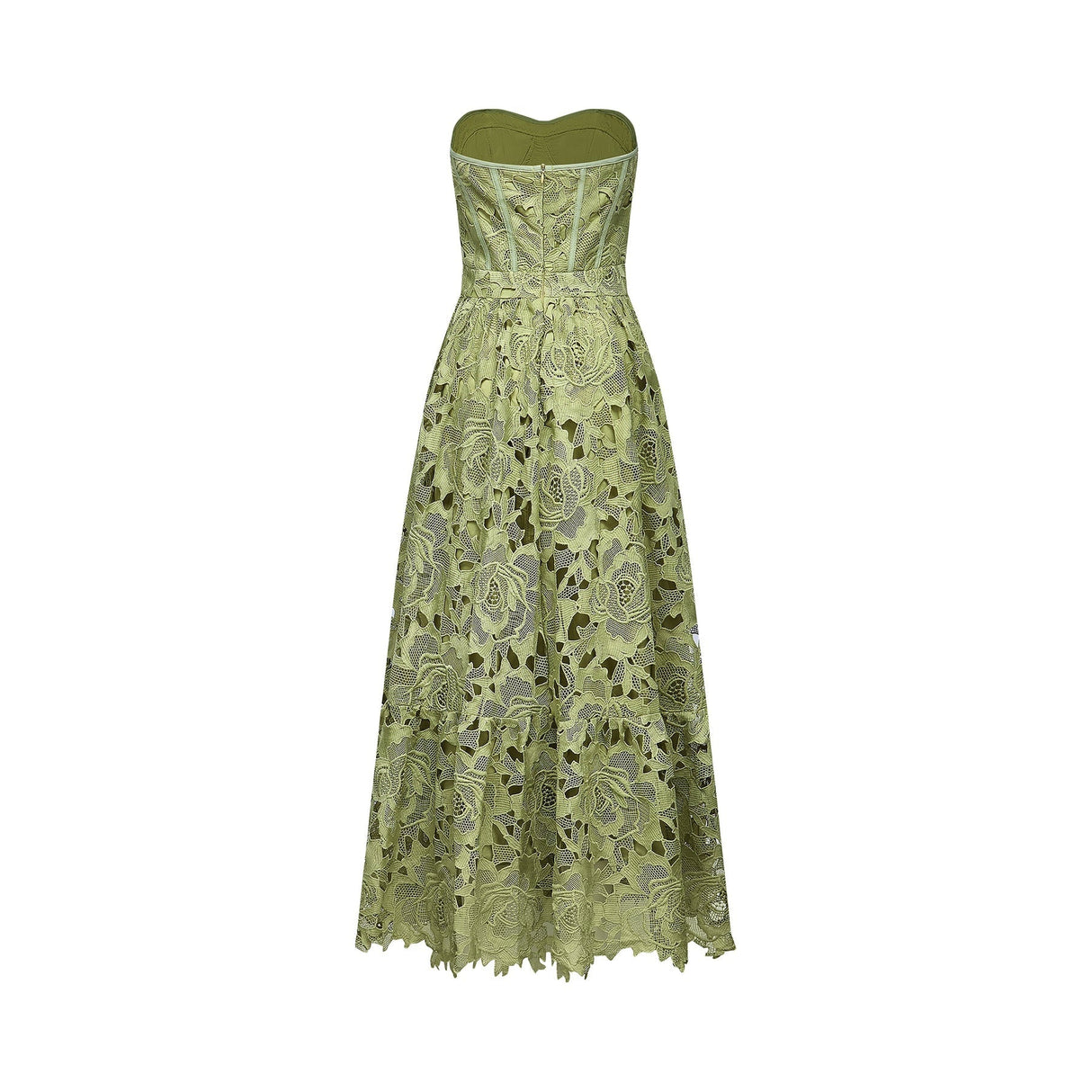 Inès lace floral embroidered cutout midi dress