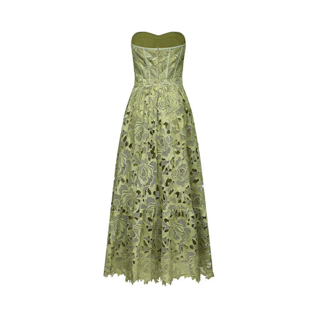 Inès lace floral embroidered cutout midi dress