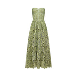 Inès lace floral embroidered cutout midi dress