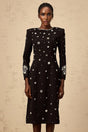 Ines Midi Dress Black Crystal Embellished & Dart Detail & Rear Slit