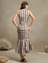 Ines Midi Dress - Off The Shoulder - Mermaid Hem - Natural Waist - A Line - Elegant Style