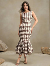 Ines Midi Dress - Off The Shoulder - Mermaid Hem - Natural Waist - A Line - Elegant Style