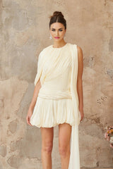 Ines Mini Dress Pleated Ribbon Design & Glitter Detail