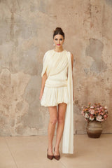 Ines Mini Dress Pleated Ribbon Design & Glitter Detail