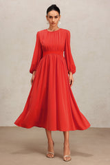Ines Red Long Sleeve Maxi Dress