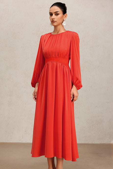 Ines Red Long Sleeve Maxi Dress