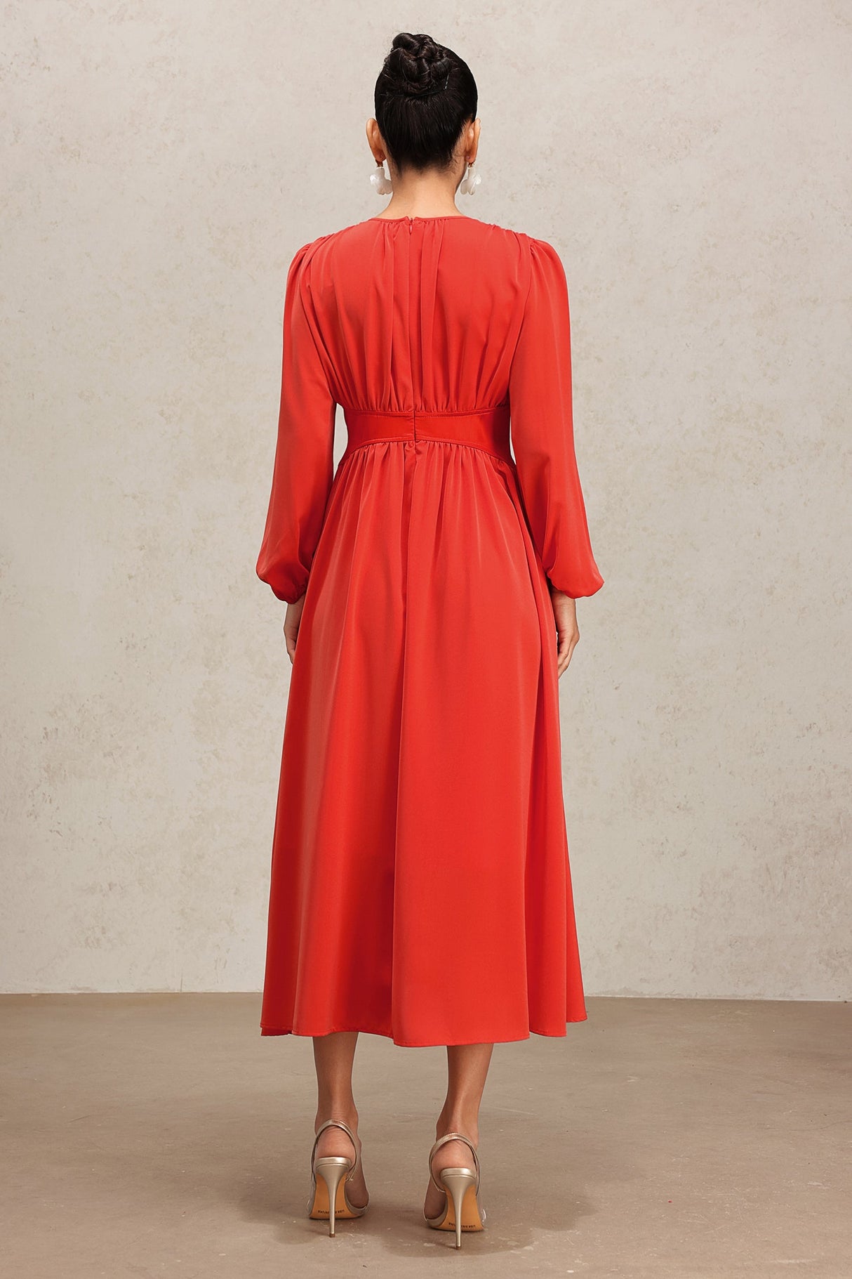 Ines Red Long Sleeve Maxi Dress