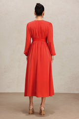 Ines Red Long Sleeve Maxi Dress