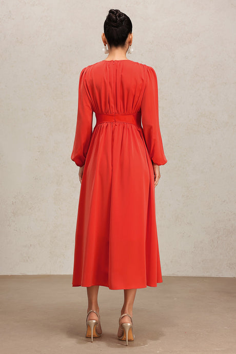 Ines Red Long Sleeve Maxi Dress