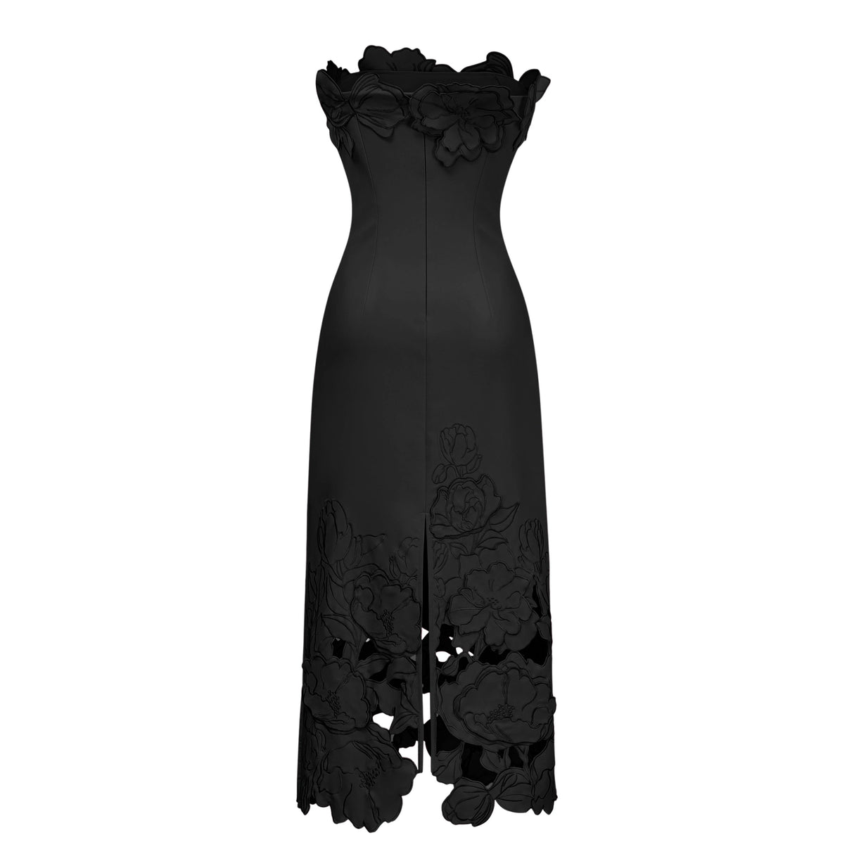 Inga Black Strapless Floral Embroidered Maxi Dress