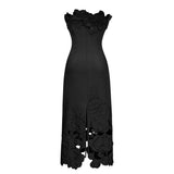 Inga Black Strapless Floral Embroidered Maxi Dress