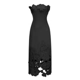 Inga Black Strapless Floral Embroidered Maxi Dress