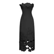 Inga Black Strapless Floral Embroidered Maxi Dress