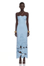 Inga Blue Strapless Floral Embroidered Maxi Dress