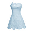 Inga Blue Strapless Floral Embroidered Mini Dress