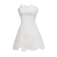 Inga Cream White Strapless Floral Embroidered Mini Dress