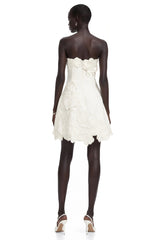 Inga Cream White Strapless Floral Embroidered Mini Dress