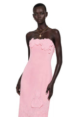 Inga Pink Strapless Floral Embroidered Maxi Dress