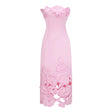 Inga Pink Strapless Floral Embroidered Maxi Dress