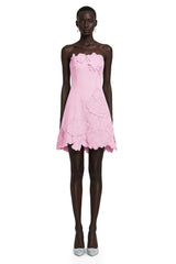 Inga Pink Strapless Floral Embroidered Mini Dress