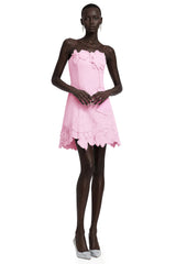 Inga Pink Strapless Floral Embroidered Mini Dress