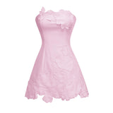Inga Pink Strapless Floral Embroidered Mini Dress