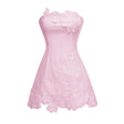 Inga Pink Strapless Floral Embroidered Mini Dress