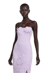 Inga Purple Strapless Floral Embroidered Maxi Dress