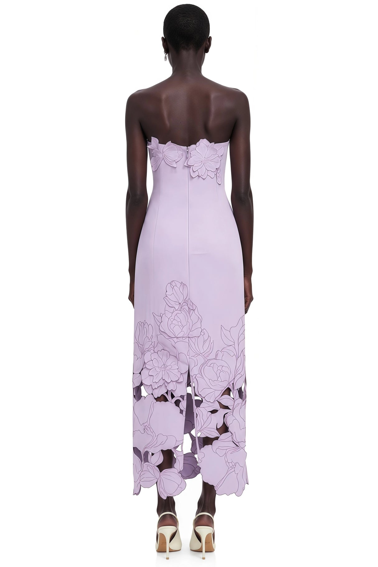 Inga Purple Strapless Floral Embroidered Maxi Dress