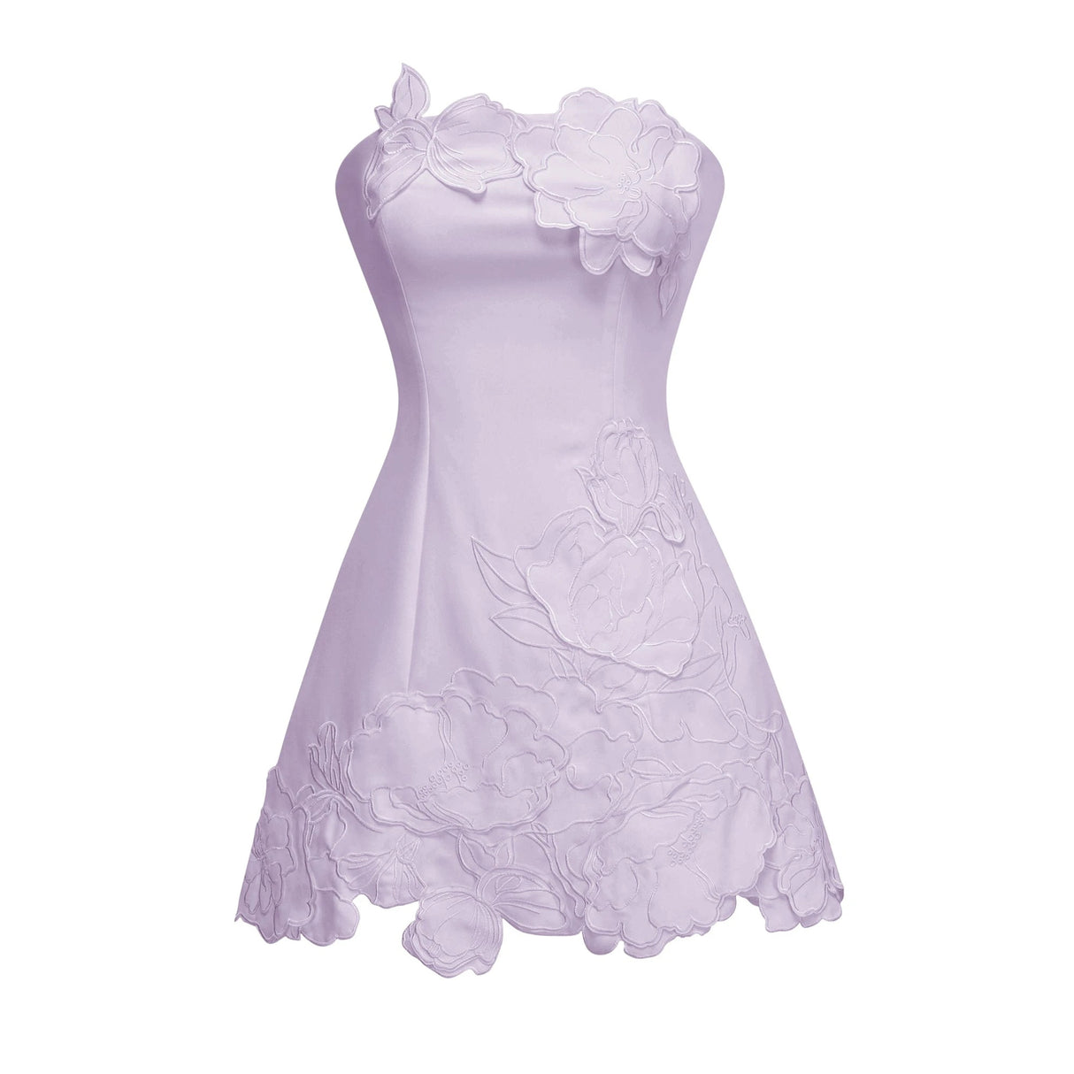 Inga Purple Strapless Floral Embroidered Mini Dress