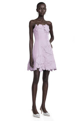 Inga Purple Strapless Floral Embroidered Mini Dress