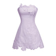 Inga Purple Strapless Floral Embroidered Mini Dress
