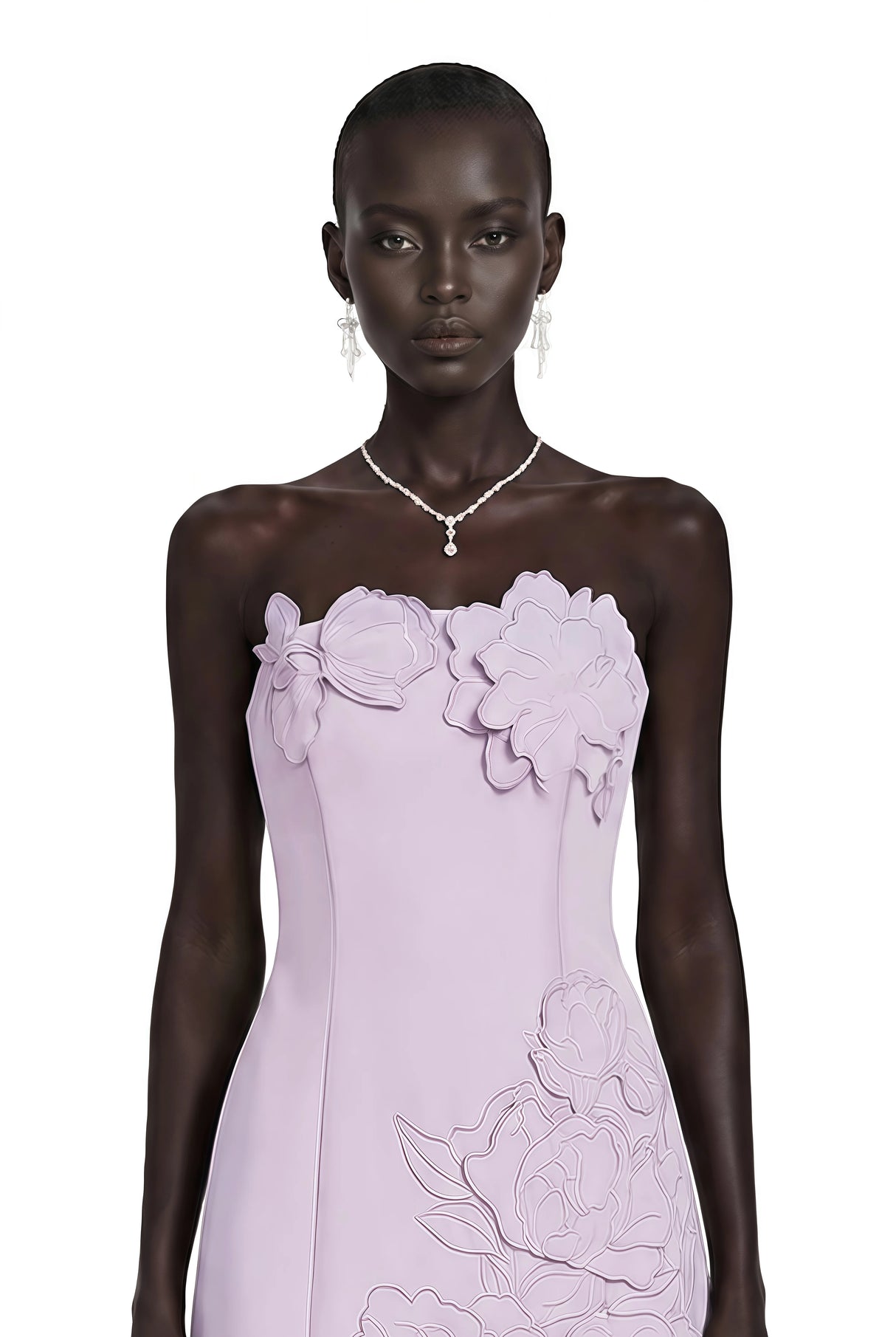 Inga Purple Strapless Floral Embroidered Mini Dress