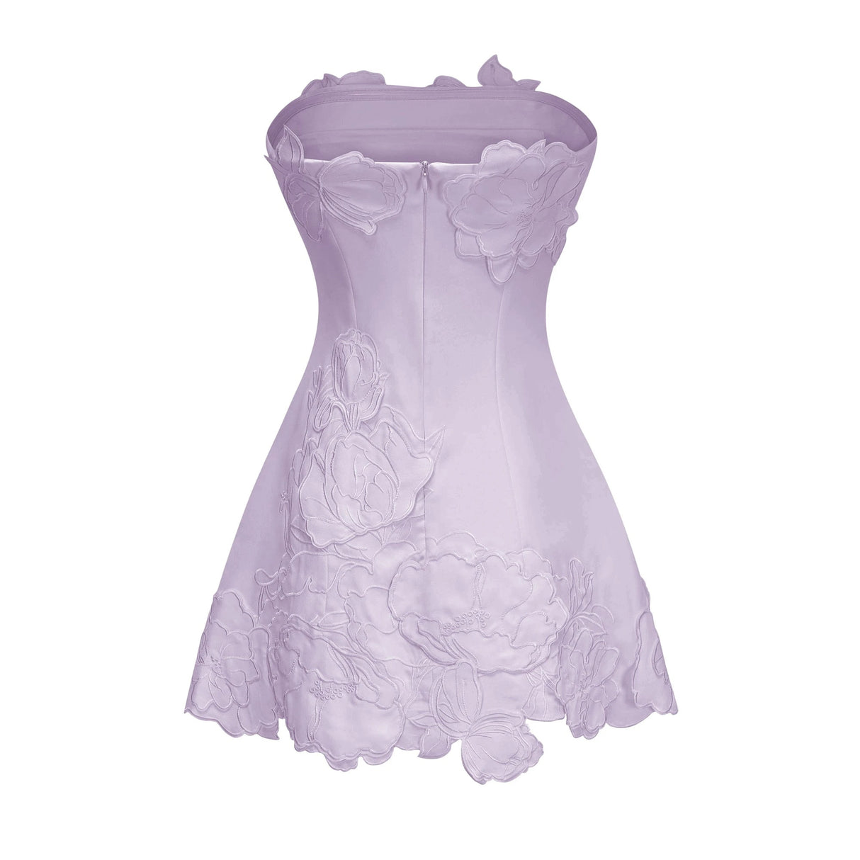 Inga Purple Strapless Floral Embroidered Mini Dress