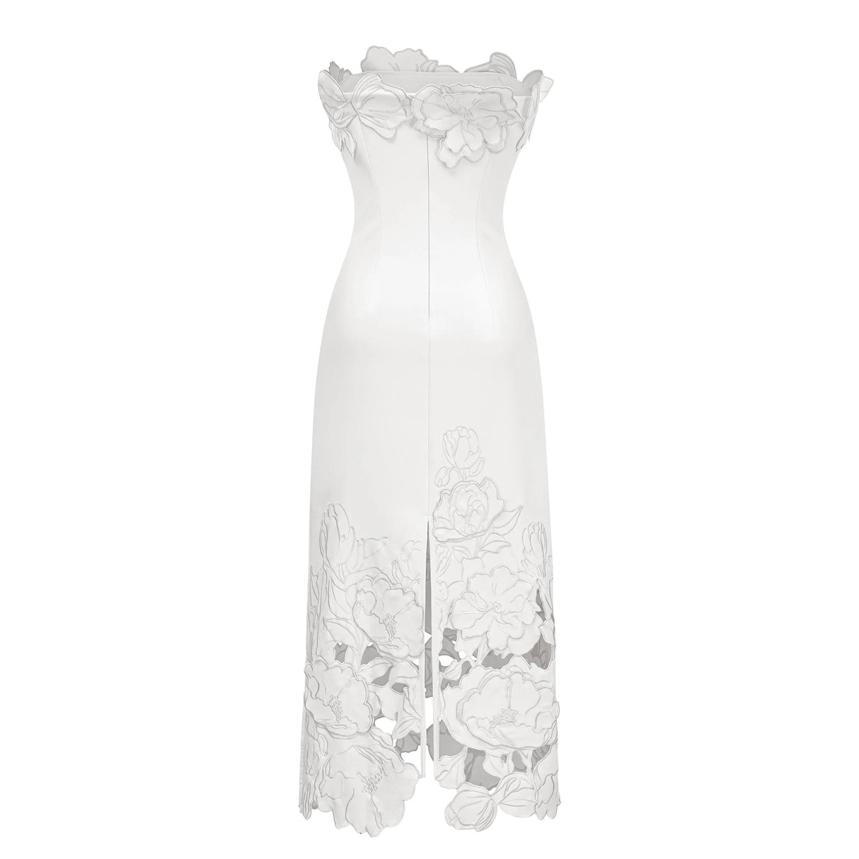 Inga White Strapless Floral Embroidered Maxi Dress