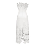 Inga White Strapless Floral Embroidered Maxi Dress