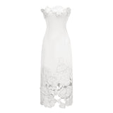 Inga White Strapless Floral Embroidered Maxi Dress