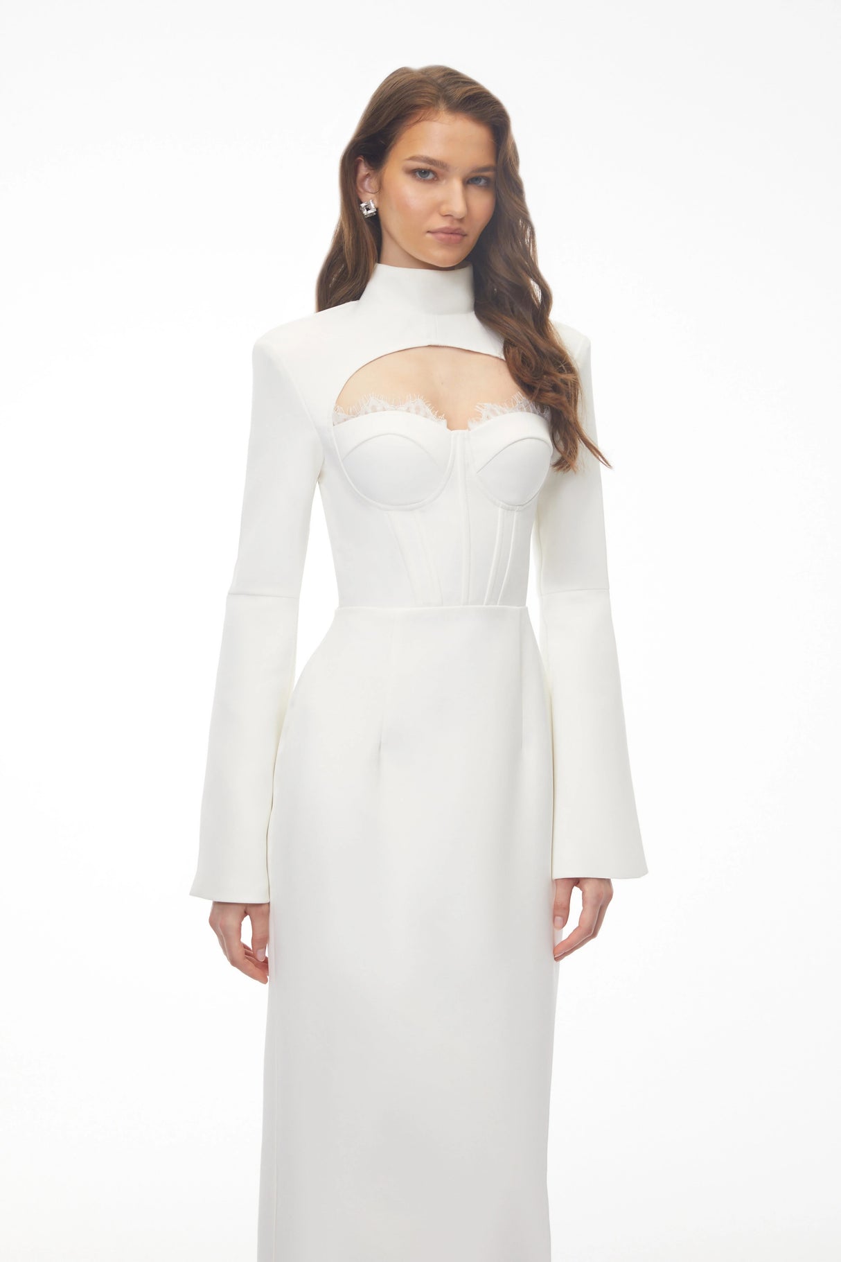 Ingvild White High Neck Backless Maxi Dress