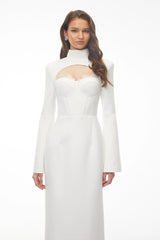 Ingvild White High Neck Backless Maxi Dress